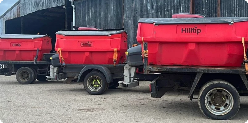 Gritting containers lined up